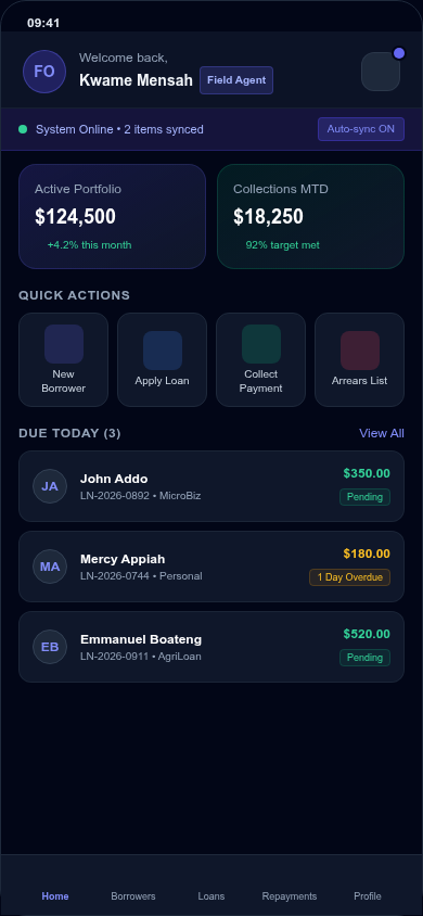 Field Officer Mobile Dashboard